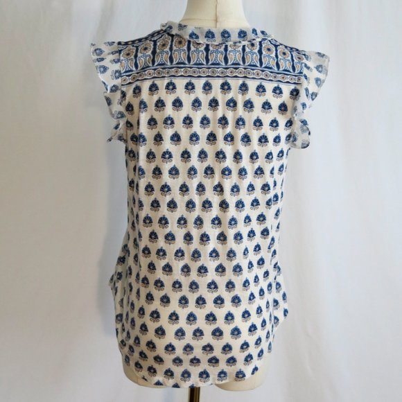 LUCKY BRAND Sleeveless Tie Neck Blouse, Soft Cotton Mix, Size S - Picture 2 of 8